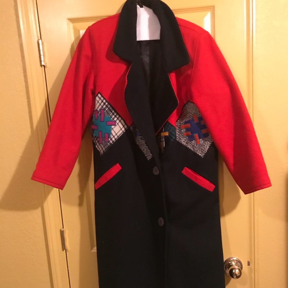 Men’s Full length/long wool geometric coat